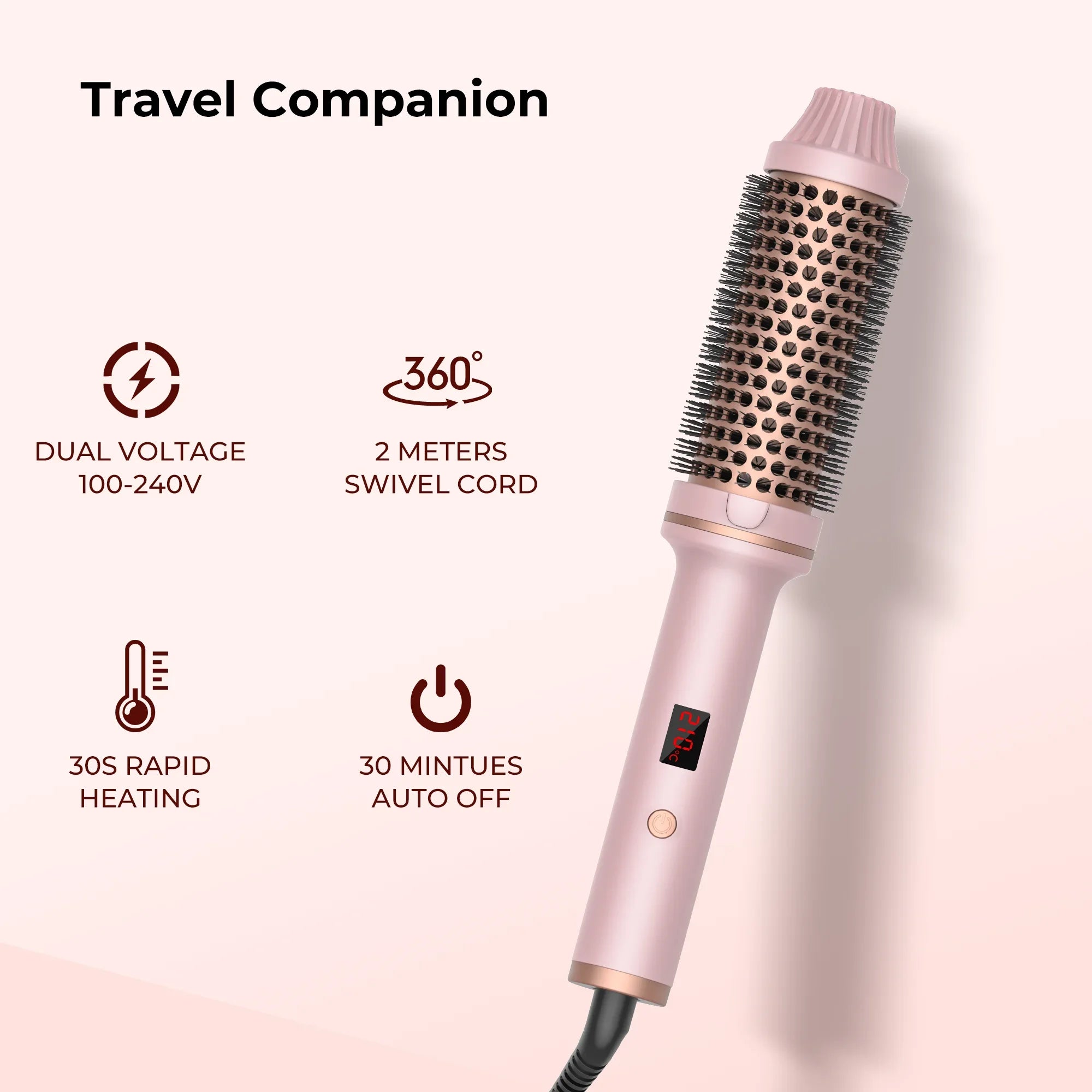 Valentine Gift Hair Curler Straightener Electric Hair Brushes Hot Comb Professional Curling Iron Heated Anti-Scald Thermal Brush