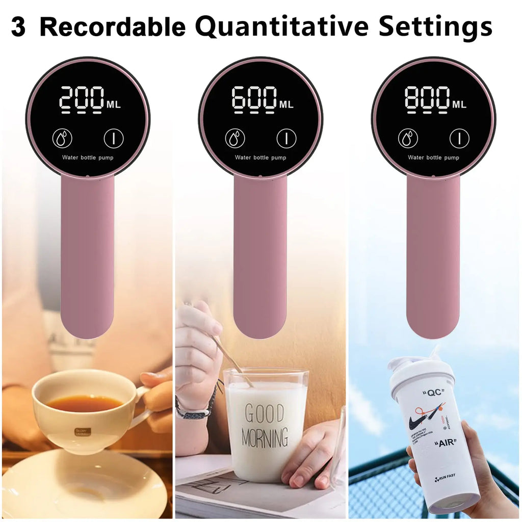 Water Dispenser for 2-5 Gallon Bottle, LED Display Touch Button 3 Quantitative Drinking Water Pump,Type C Charging Water Pump