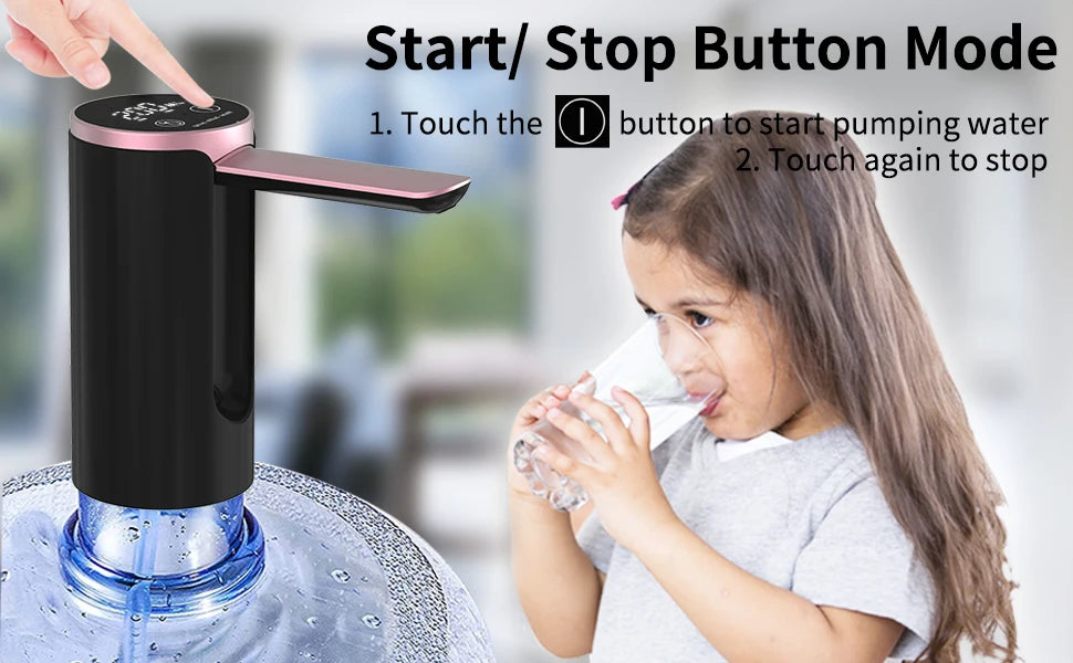 Water Dispenser for 2-5 Gallon Bottle, LED Display Touch Button 3 Quantitative Drinking Water Pump,Type C Charging Water Pump